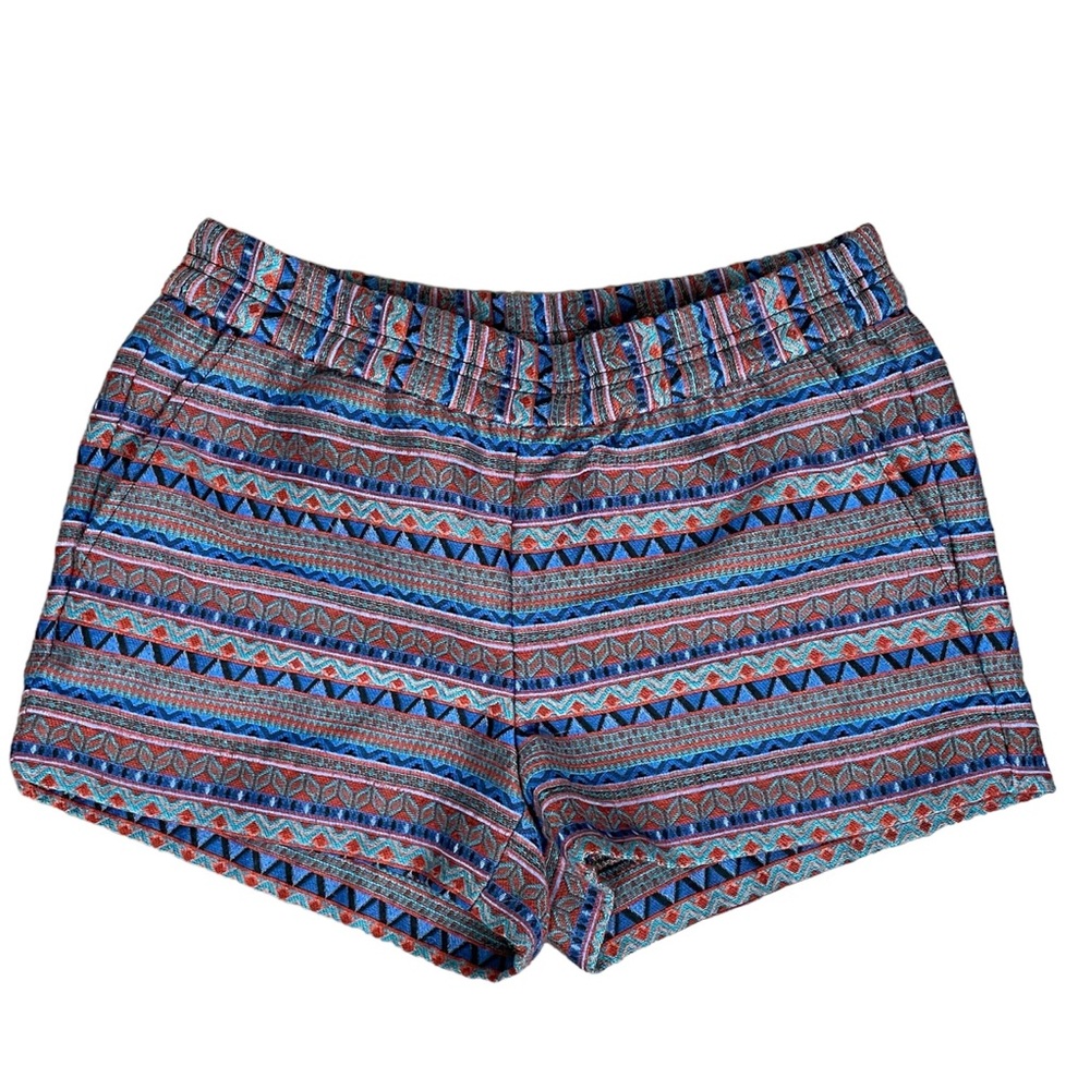 J. Crew Multicolor Aztec Jacquard Boardwalk Pull On Shorts Size 2